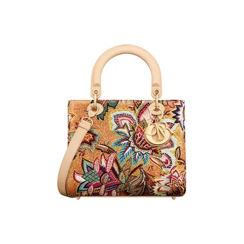 DIOR Lady Dior Raffia Crossbody One Shoulder Bag Женская Коричневый и Многоцветный