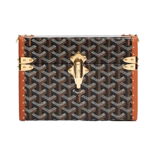 GOYARD Cassette Холст с кожей Комбинированный Основная часть Твердый Чехол Сумка Сумка через плечо Унисекс Черный коричневый