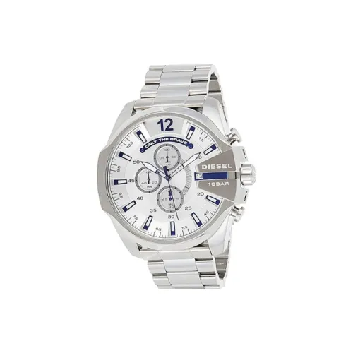 DIESEL Mega Chief Collection Мужские часы Кварцевый механизм Ремешок из нержавеющей стали Белый циферблат Мужские часы DZ4477