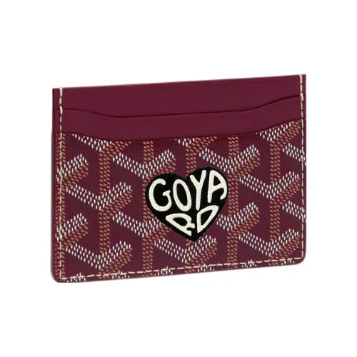 GOYARD Saint Sulpice Холст с кожей Собака's Teeth Картхолдер Картхолдер Унисекс Бургунди Черный Маленькое сердце