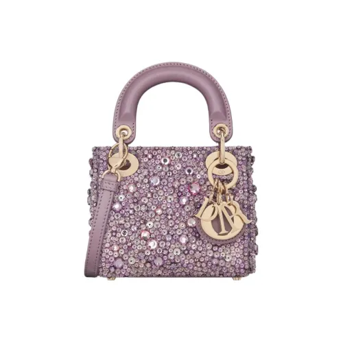DIOR Lady Dior Вышивка Сумка Lady Dior Сумка через плечо Сумка Экстра мини Женская Фиолетовая