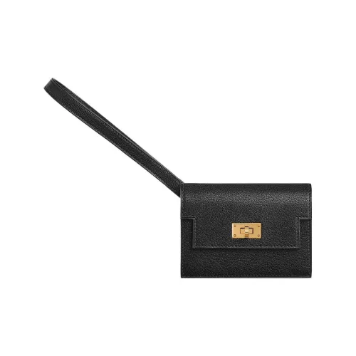 HERMES Kelly Pocket Chamkila шевро Клатч Кошелек Женские 89 Черный