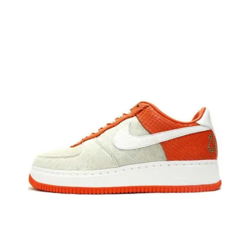 Nike Air Force 1 Low Амортизация Износостойкий Низкий Топ Скейтборд Кроссовки Унисекс Оранжевый Серый