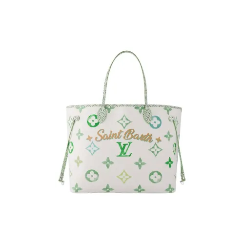 LOUIS VUITTON Хлопок Тоут Сумка Сумка для покупок Сумка Экстра-большая Женская ST. Barth'S Изумруд