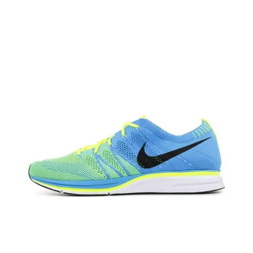 Nike Flyknit Trainer Износостойкий и Легкий Низкий Топ Беговые кроссовки Мужские Зеленый Синий