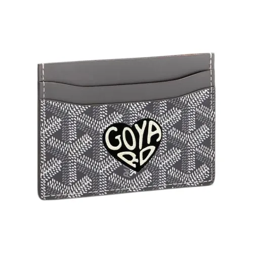GOYARD Saint Sulpice Холст с кожей Собака's Teeth Картхолдер Картхолдер Унисекс Серый и черный Маленькое сердце