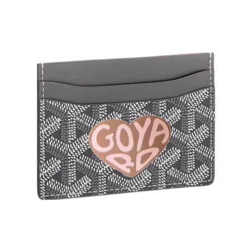GOYARD Saint Sulpice Холст Телячья кожа Держатель для карт Держатель для карт Унисекс Серый Серо-розовый Маленькое сердце