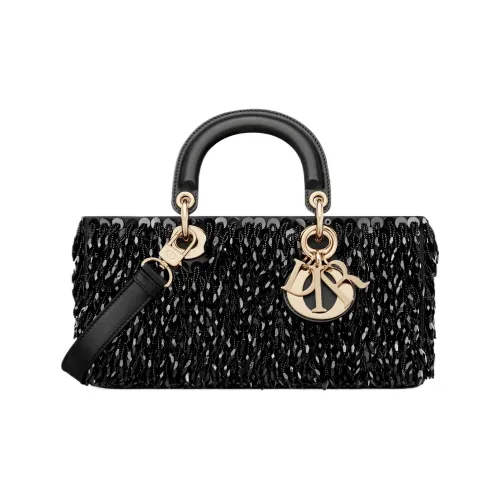 DIOR LADY D JOY Стеклянные бусины Сумка через плечо Сумка среднего размера Женская Черная