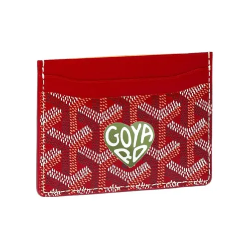 GOYARD Saint Sulpice Холст с кожей Собака's Teeth Картхолдер Картхолдер Унисекс Красный Светло-зеленый Маленькое сердце