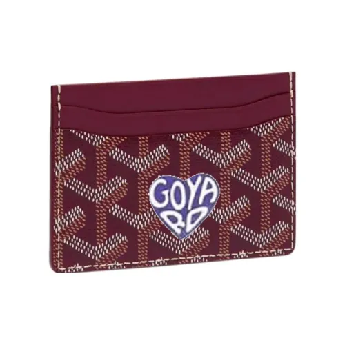 GOYARD Saint Sulpice Холст с кожей Собака's Teeth Картхолдер Картхолдер Унисекс Бургунди Фиолетовый Маленькое сердце