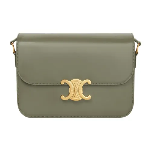 CELINE Блестящая Телячья Кожа Сумка на Плечо Портативная Сумка через Плечо Женская Мягкая Хаки