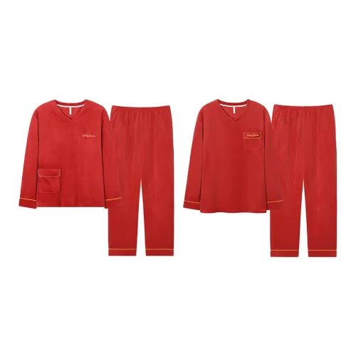 Sha Qian Пижамный комплект Осенний и Зимний Унисекс