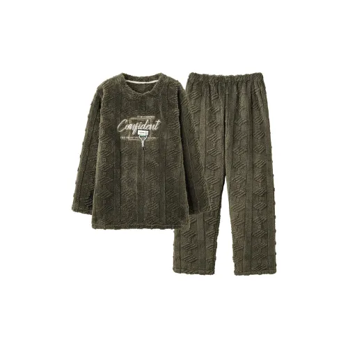 Qin Jing Темно-зеленый Мужской Пижамный комплект