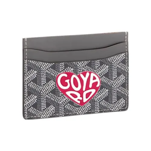 GOYARD Холст и кожа Картхолдер Картхолдер Унисекс Серый и Персиково-красный Маленькое сердце