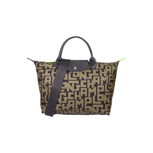 LONGCHAMP Нейлоновая сумка через плечо сумка среднего размера женская коричневый и хаки