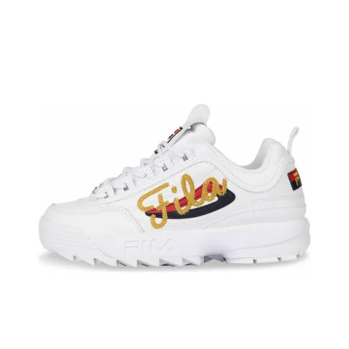 FILA Disruptor 2 Амортизация Износостойкие Низкие Кроссовки для Бега Женские Белые Золотые