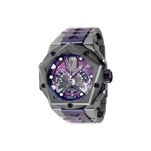 INVICTA Мужские часы Кварцевый механизм Ремешок из нержавеющей стали 54 мм Фиолетовый циферблат Часы 44489