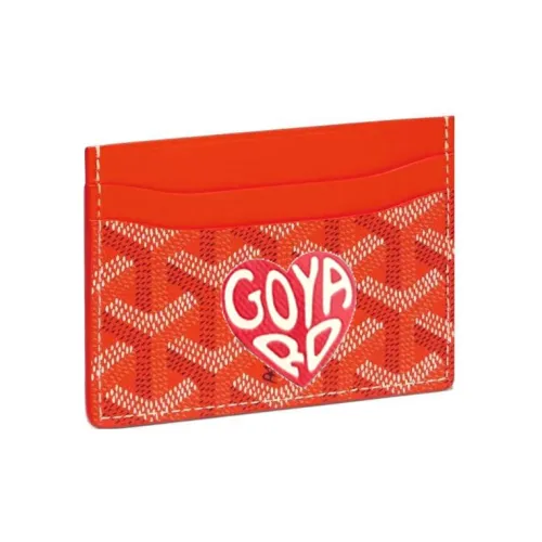 GOYARD Saint Sulpice Холст с кожей Картхолдер Картхолдер Унисекс Апельсин Красный Маленькое сердце