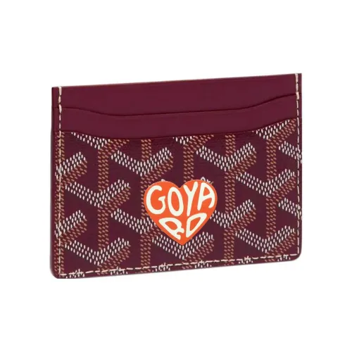GOYARD Saint Sulpice Холст с кожей Собака'S Teeth Картхолдер Картхолдер Унисекс Бургундский Апельсин Маленькое сердце