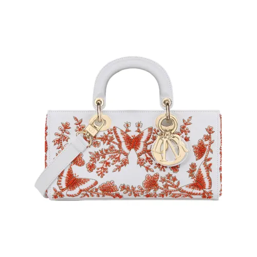 DIOR LADY D JOY Телячья кожа Сумка через плечо Сумка Средний Women's White Красный