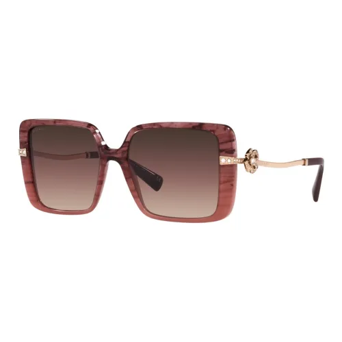 BVLGARI Пластик Металл Квадрат Солнцезащитные очки Женские Красный