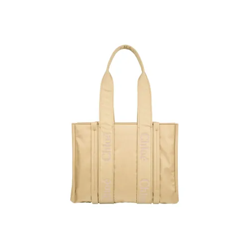Chloe Woody Nylon Tote Bag Shopping Bag Medium Women's Sand Color