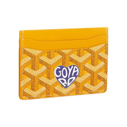 GOYARD Saint Sulpice Холст с кожей Собака's Teeth Картхолдер Картхолдер Унисекс Желтый Фиолетовый Маленькое сердце