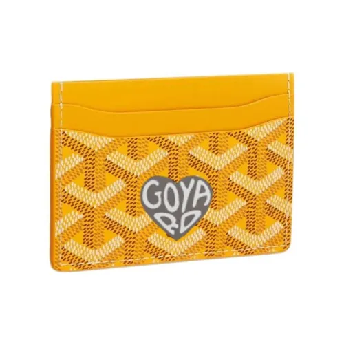 GOYARD Saint Sulpice Холст с кожей Собака's Teeth Картхолдер Картхолдер Унисекс Желтый Серый Маленькое сердце