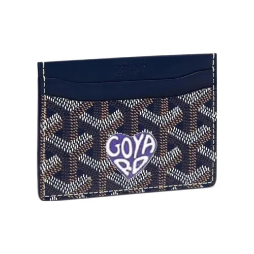 GOYARD Saint Sulpice Холст с кожей Собака's Teeth Картхолдер Картхолдер Унисекс Морской синий Фиолетовый Маленькое сердце