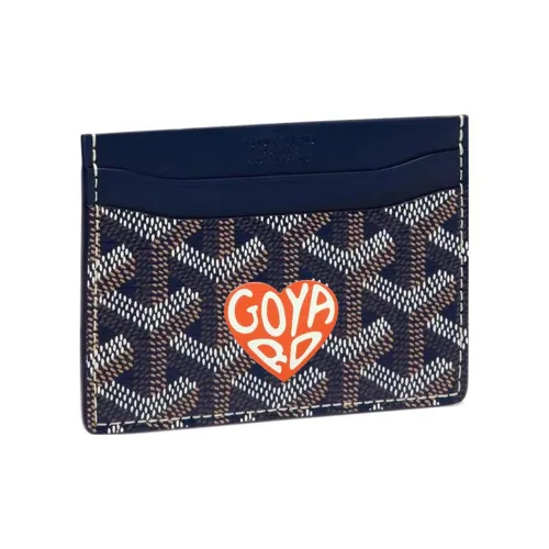 GOYARD Saint Sulpice Холст с кожей Собака's Teeth Картхолдер Картхолдер Унисекс Морской синий Апельсин Маленькое сердце