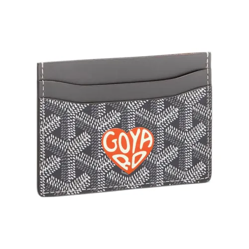 GOYARD Saint Sulpice Холст Собачьи Зубы Держатель для карт Держатель для карт Унисекс Серый Оранжевый Маленькое сердце