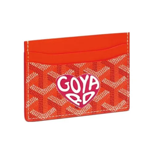 GOYARD Saint Sulpice Холст с кожей Картхолдер Картхолдер Унисекс Оранжевый Персиково-красный Маленькое сердце