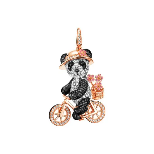 Qeelin 18К Белое золото Розовое золото Ромб Сапфир Подвески Унисекс Розовое золото