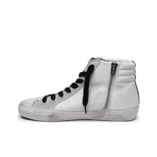 Golden Goose Slide Устойчивые к истиранию высокие кроссовки для скейтбординга Женские Белые