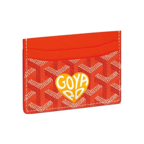 GOYARD Холст с кожей Собака's Teeth Картхолдер Картхолдер Унисекс Апельсин Желтый Маленькое сердце