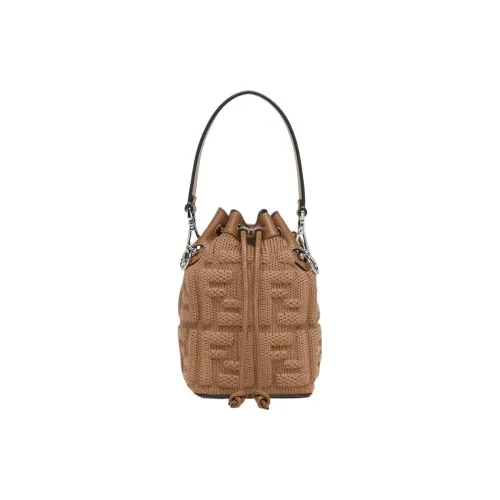 FENDI Mon Tresor Шерсть Трикотажная ткань Ведрообразная сумка Сумка через плечо Сумка мини Женская Светлый Умбра