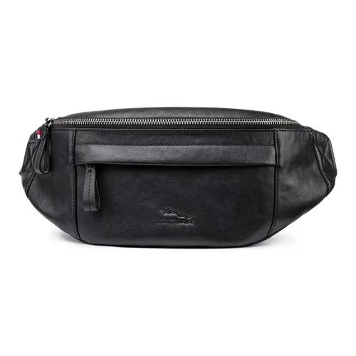 JAGUAR Корова Кожа с Тканевый Слинг Сумка Мужской Черный