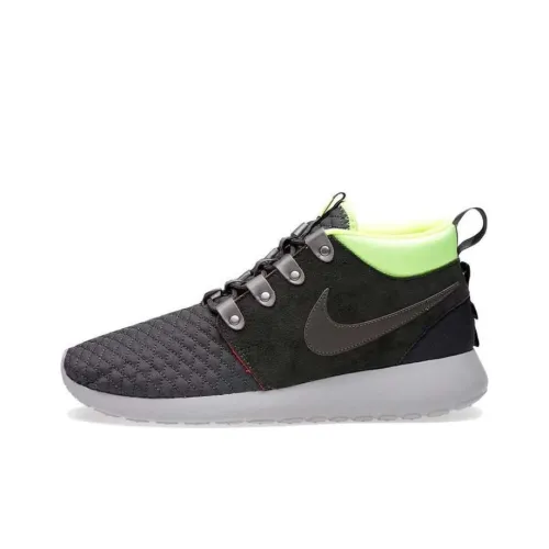 Nike Roshe Run Устойчивые к истиранию MID Беговые кроссовки Мужские Черные Зеленые