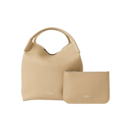 Loro Piana Canvas Текстурированная кожа Сумка Стандартная Женская Бежевая