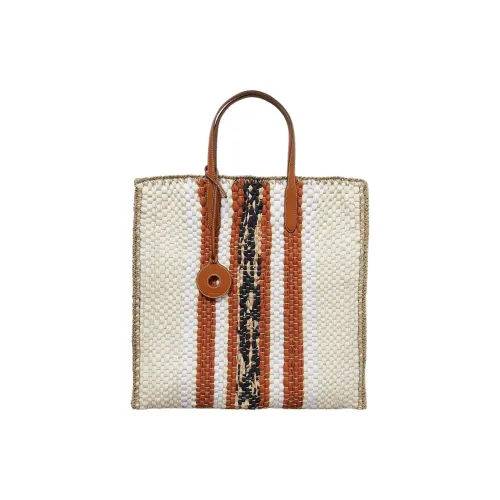 Loro Piana Шерсть Шелк Смесь Кожаный Вставка Комбинированный Тоут Сумка Сумка для покупок Сумка Женская CAMEL Многоцветный