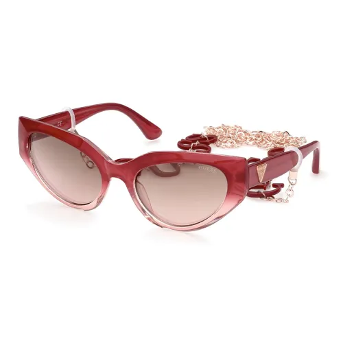 GUESS Пластик Кошачий глаз Солнцезащитные очки Женские Красный