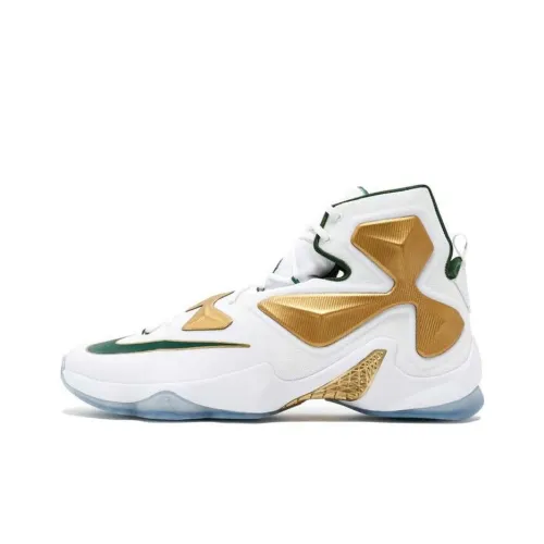 Nike Lebron 13 Амортизация Износостойкие Высокие Баскетбольные Кроссовки Мужские Белый Золото