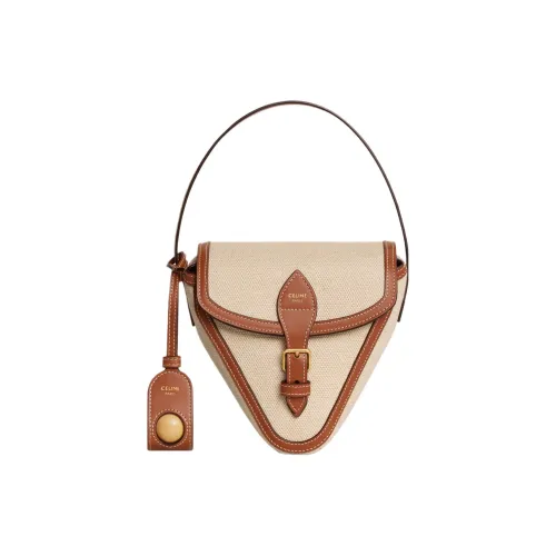 CELINE Холст и кожа Canvas Сумка Женская Сумка Натуральный и Коричневый