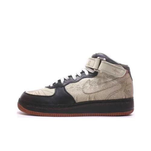 Nike Air Force 1 Нескользящий Легкий MID Скейтбординг Кроссовки Унисекс Черный Белый