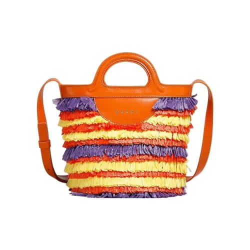 MARNI TROPICALIA Корова Кожа Ведро-Формовая Сумка Сумка через плечо Мини Сумка Женская Апельсин
