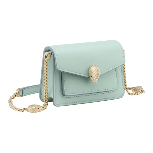 BVLGARI Serpenti Forever Бананка из коровьей кожи сумка через плечо мини женская светло-синяя