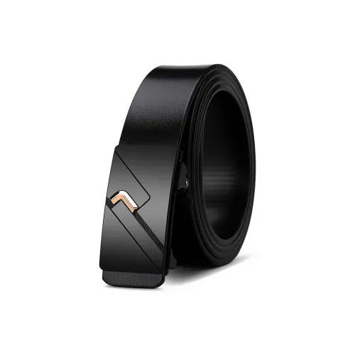 PISHUSHU Бизнес Городской Man Коровья кожа Ремни Мужской Черный Золотой Застежка Ширина 3,5 см