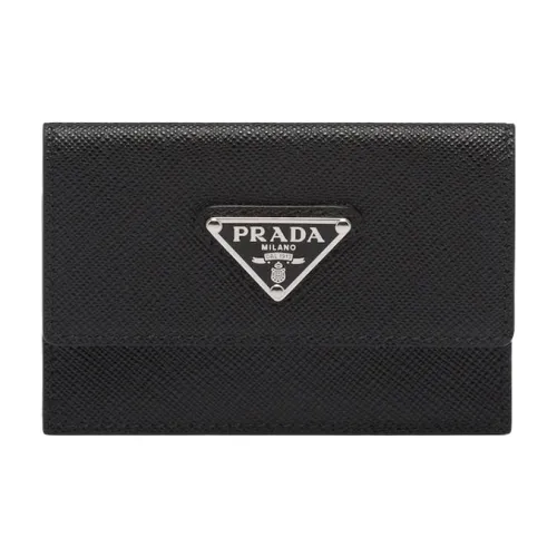 PRADA Saffiano Кожа Кожаный Картхолдер Монетница Унисекс Черный