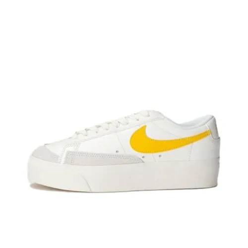 nike Blazer Платформа Амортизация Износостойкий Низкий Топ Скейтборд Кроссовки Женские Белый Желтый