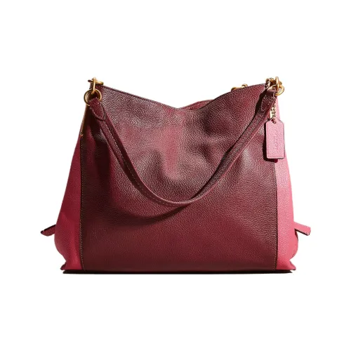 COACH DALTON Полированная кожа галька тоут сумка сумка для покупок большая женская бордовый и многоцветный